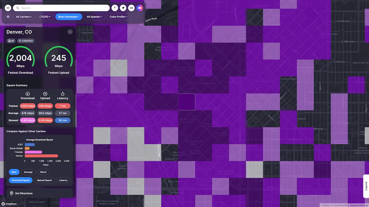 New design of the CoverageMap.com map