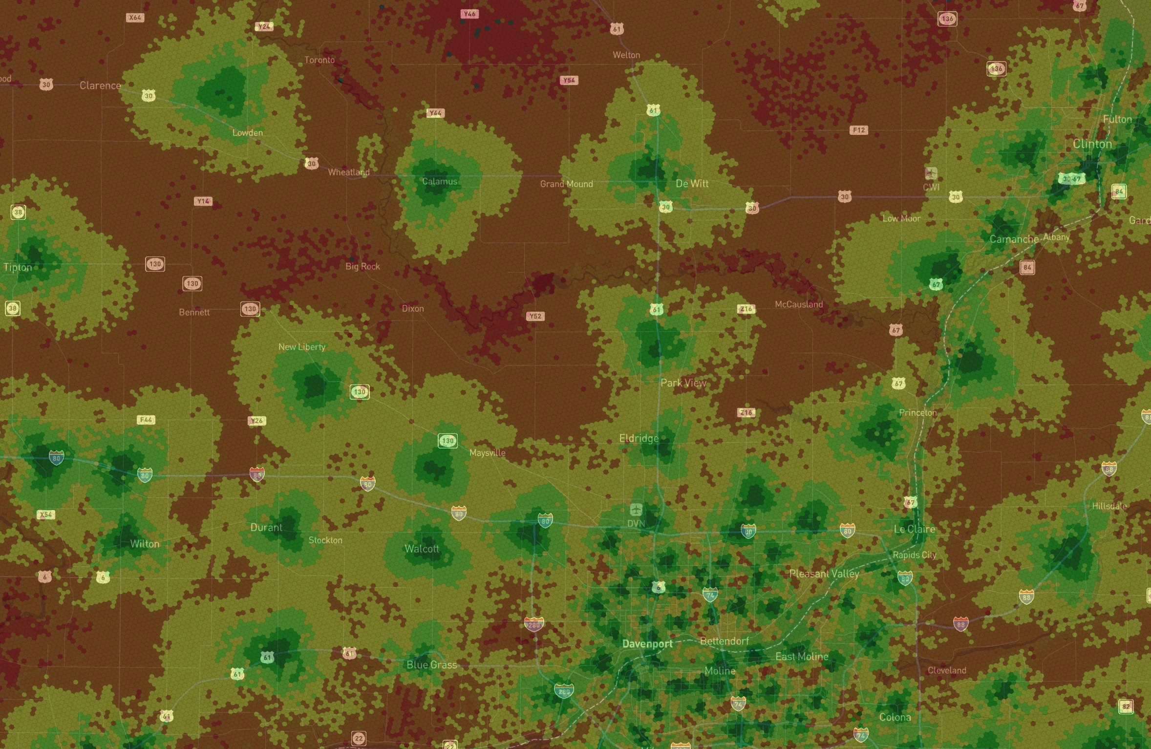 Coverage Tile API heat map color layer preview